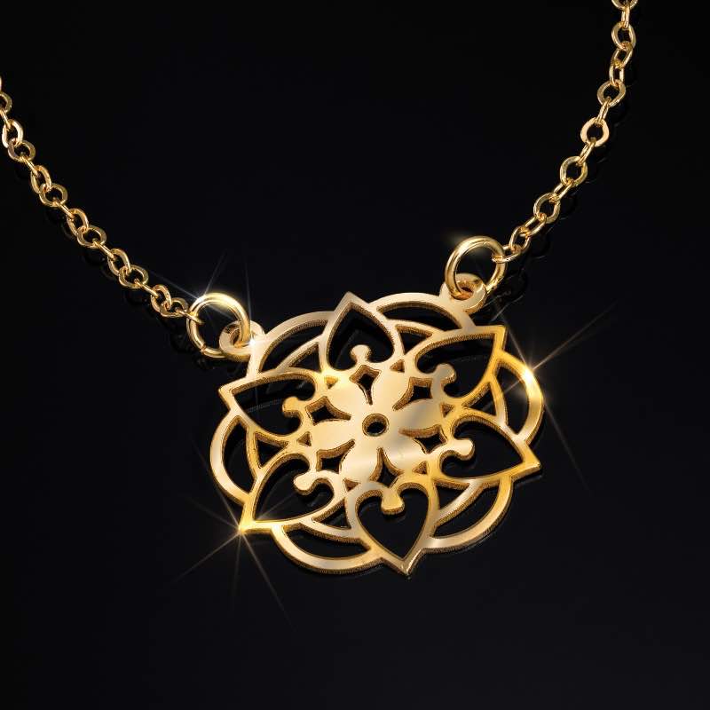 10k Gold Italian Rose Window Necklace